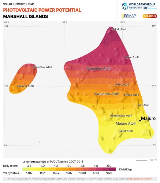 Photovoltaic Electricity Potential, Marshall Islands